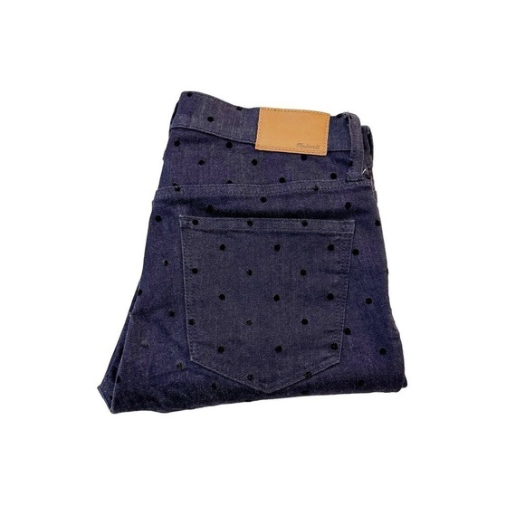 Madewell 9" High Rise Skinny Polka Dot Patterned Denim Jeans Size 28 - Picture 1 of 10